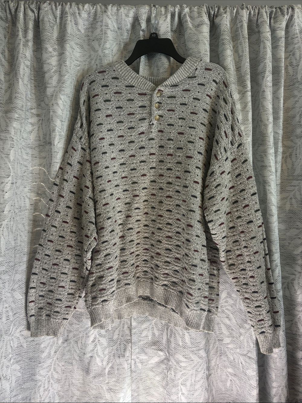The Arrow Company Men's Heather Gray Knit Henley Sweater 100% cotton